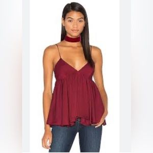 MILLY Silk Rosette Cami in Bordeaux - Size 4